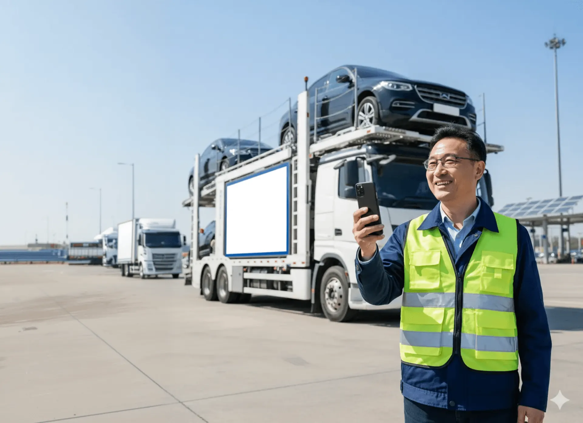 车拖车司机之家夜间驿站全景