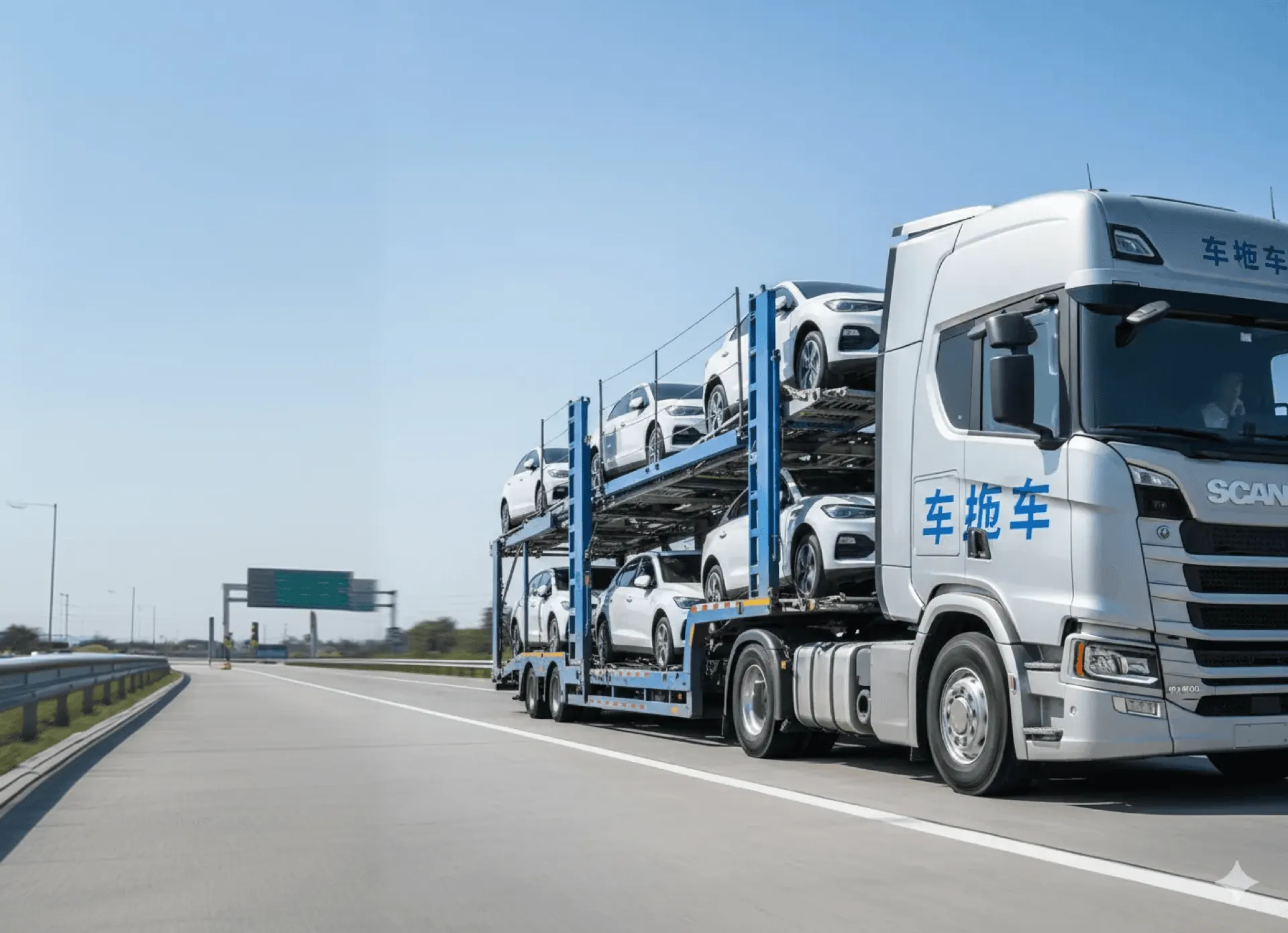 Car carrier truck on highway